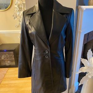 Colebrook Black 100% Leather 3/4 Length Coat Size Small